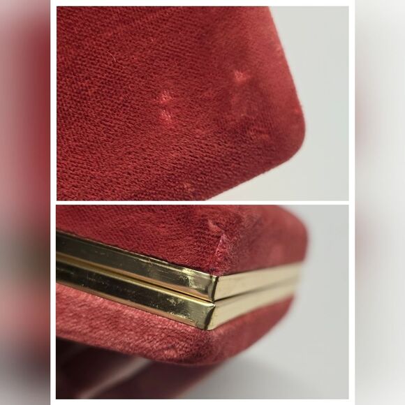 VINTAGE MELE JEWELRY TRAVEL BOX Organizer Cranberry Velour With Gold Accent - Picture 8 of 8